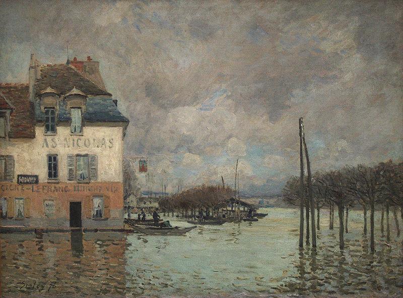 unknow artist L inondation a Port Marly oil painting picture